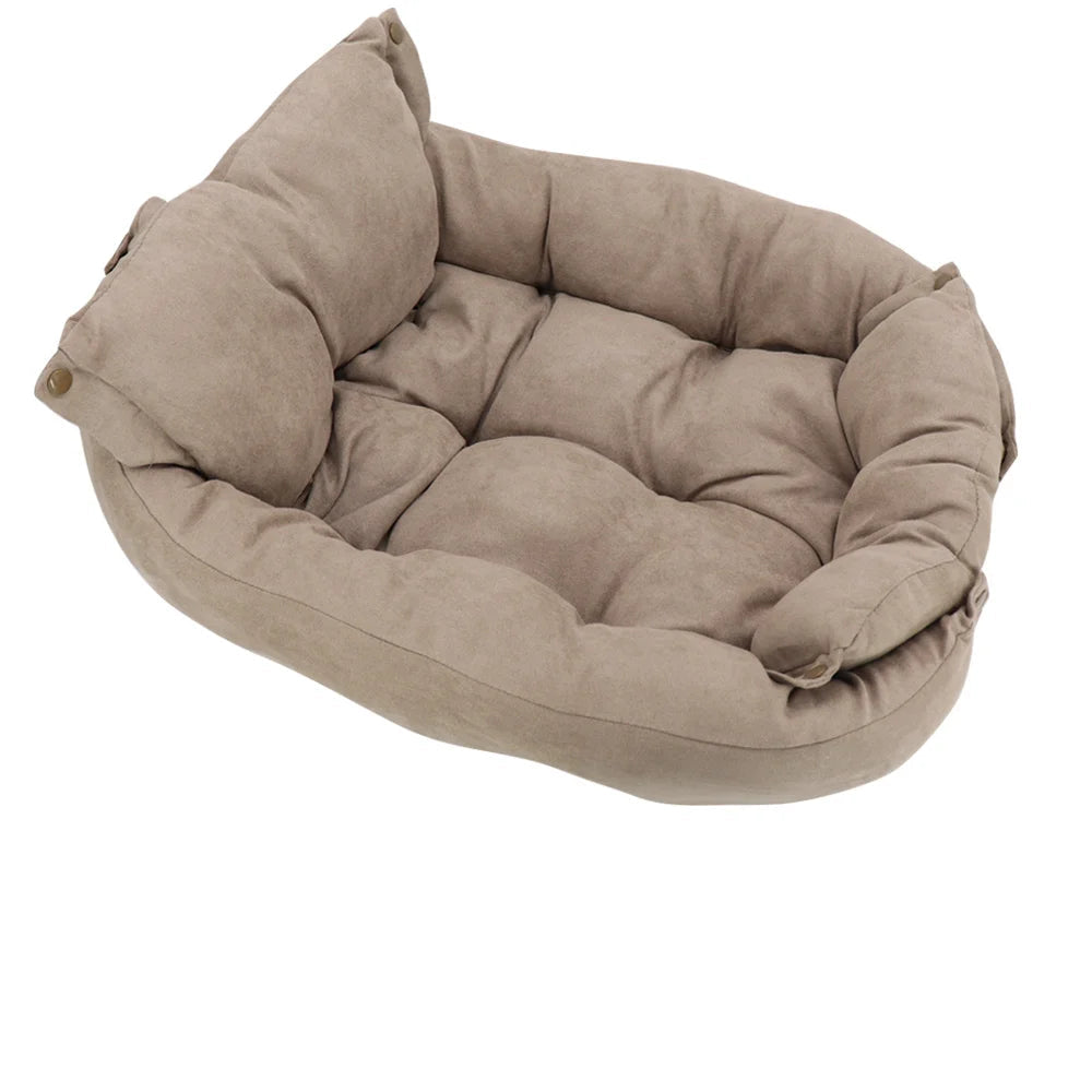 3-in-1 Multifunctional Soft Cotton Convertible Pet Mat for Cats and Dogs (Brown)