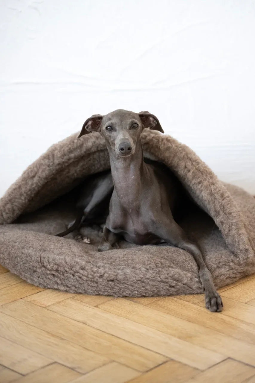 Natural Wool Pet Cave Bed (Beige)