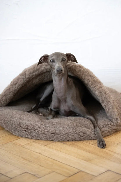 Natural Wool Pet Cave Bed (Beige)