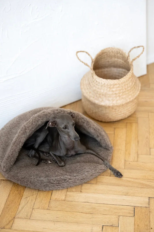 Natural Wool Pet Cave Bed (Beige)